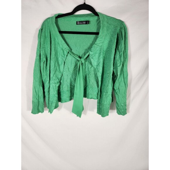 7th Avenue Womens Apple Green Front Tie Sweater Old Money Resort XL - Picture 1 of 3